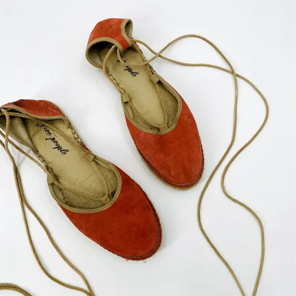 Free People 39 pink Marina Lace Up Espadrille